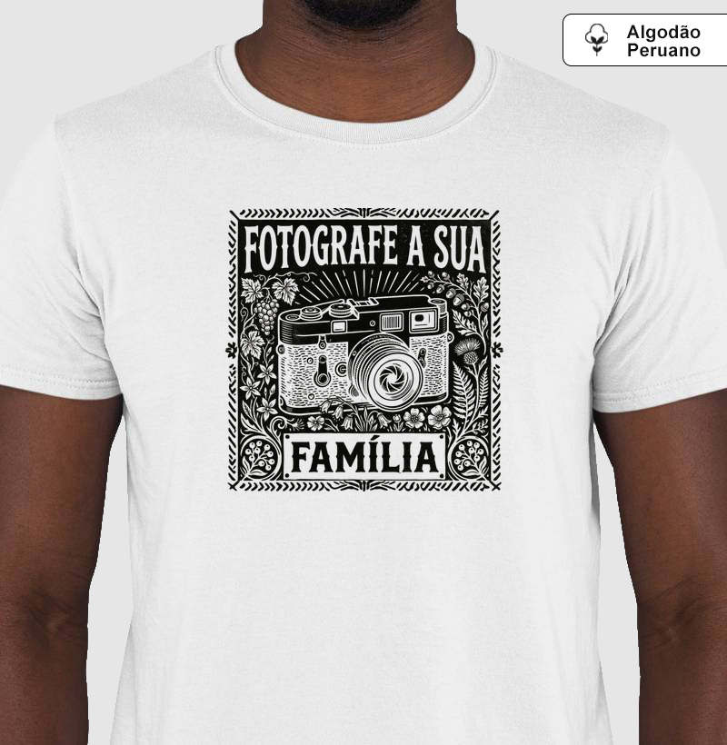 Camiseta Fotografe a sua família - Algodão Peruano - ilustração preta