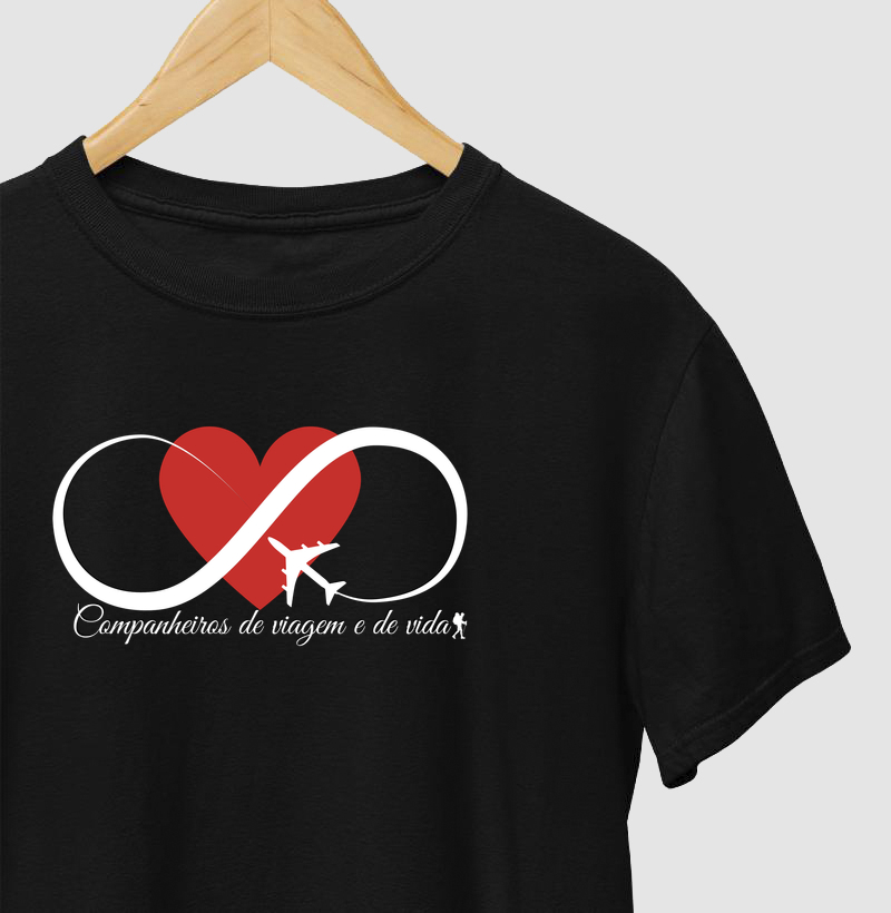 Camiseta Casal Viagem Infinita | Companheiros de Viagem e de Vida | Excursionista