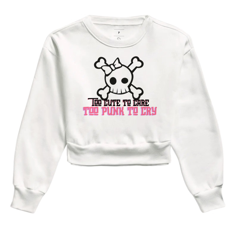Too cute to care, too punk to cry - Moletom Cropped