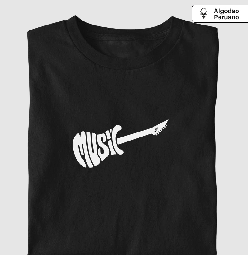MUSIC GUITARRA - Camiseta Algodão Peruano