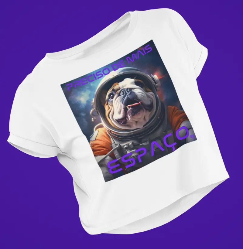 Camiseta Cropped Bulldog ingles "Mais Espaço"