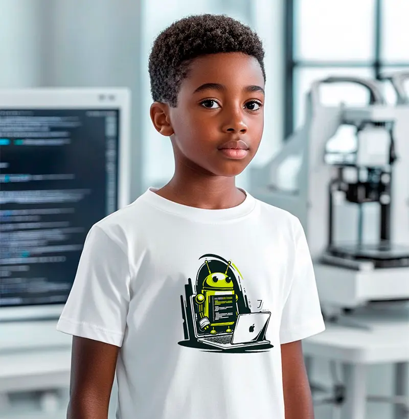 Camiseta Infantil "Android usando Mac" T.I