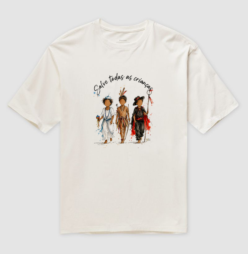 Erê, Curumim e Exu Mirim Maria Patuá - Camiseta Oversized