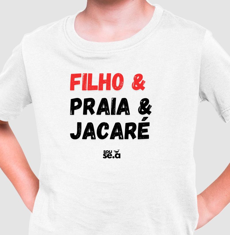 Filho & praia & jacaré