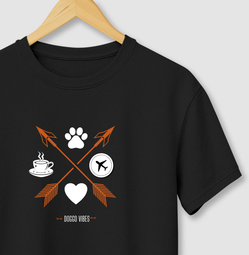 Café, cachorro e viagem.