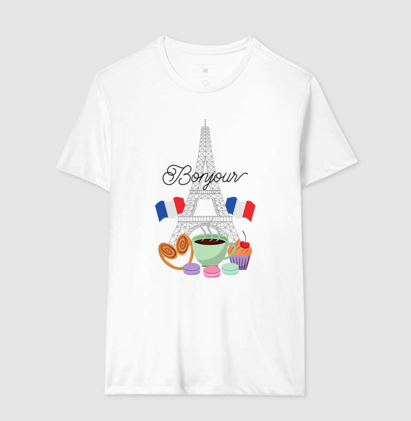 Camiseta Viagem - Torre Eiffel Bonjour