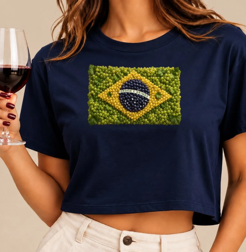 Camiseta Cropped Vinho - Brasil em Uvas - Cropped