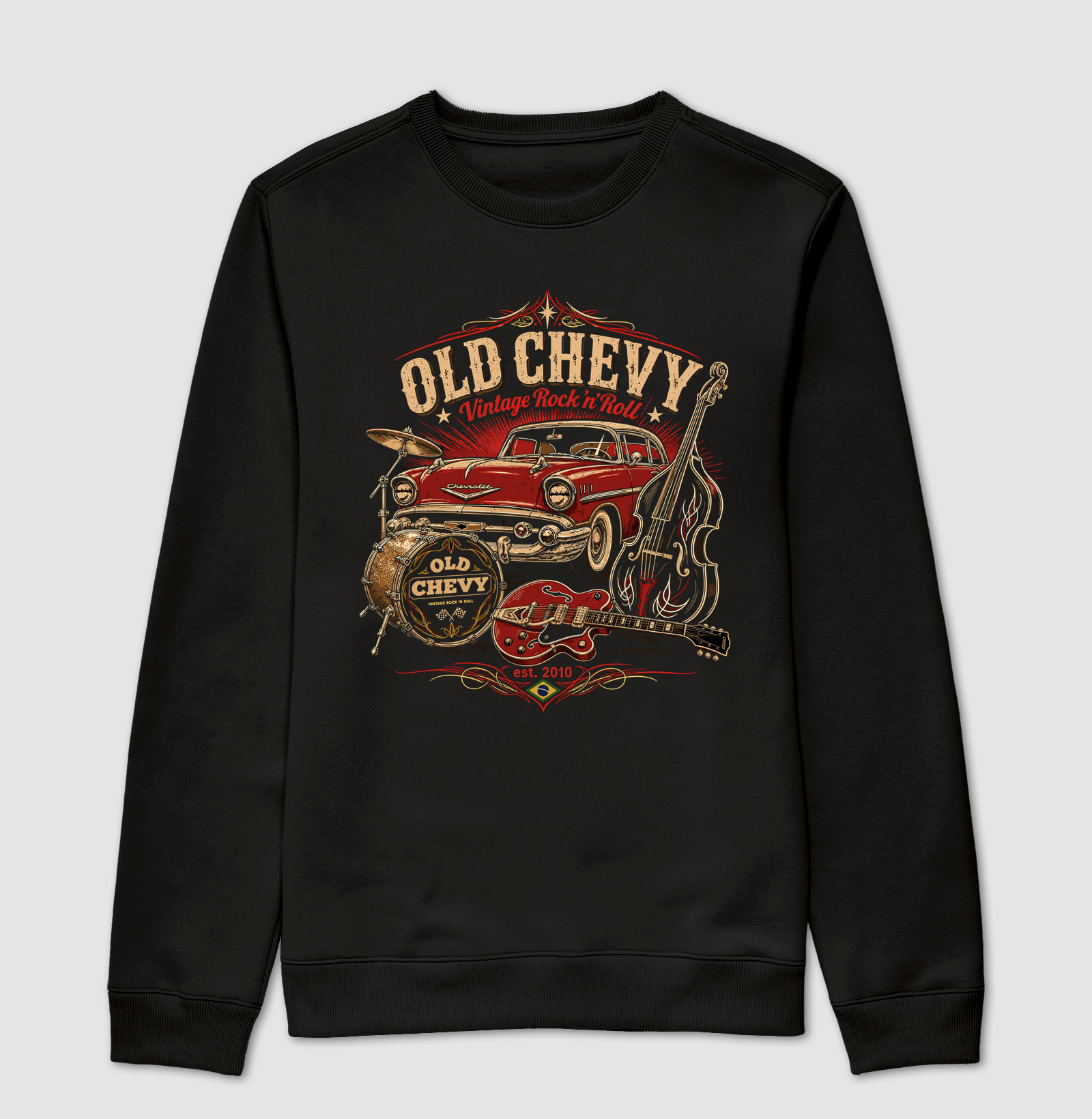 Rock ’n’ Roll Ride | Rhythm & Chrome - Old Chevy - Suéter Moletom