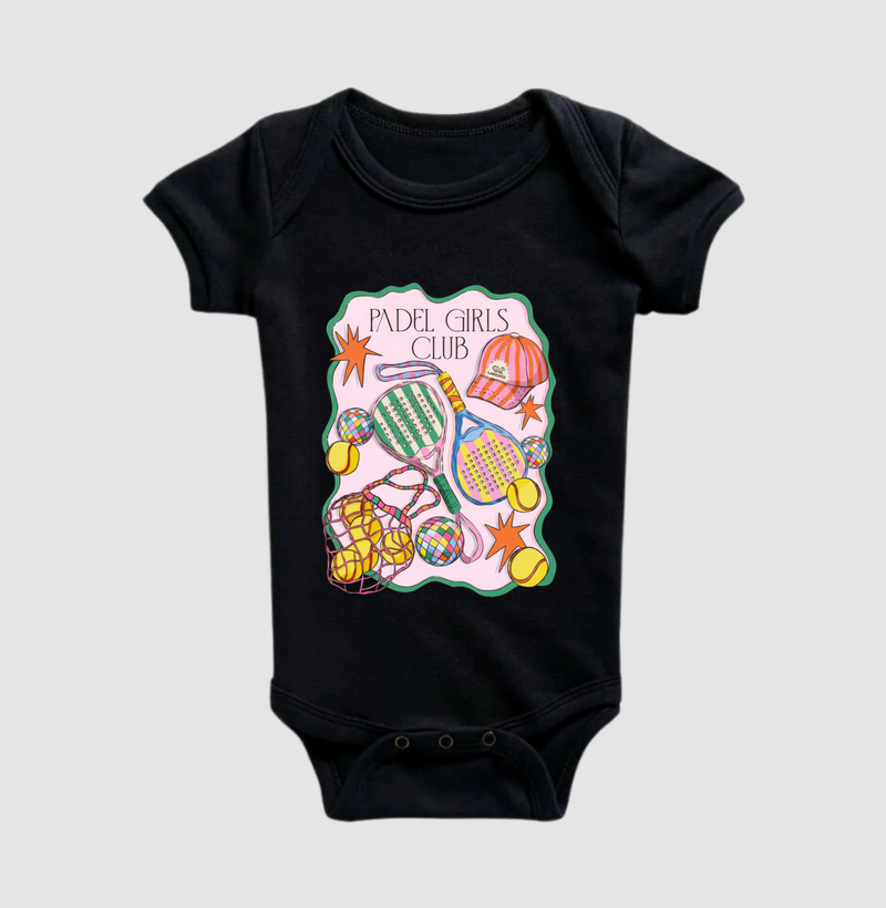Camiseta Feminina Padel Girls Club Retrô - Body Infantil