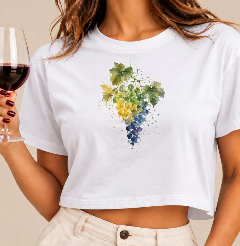 Camiseta Cropped Vinho - Essência da Uva Brasileira - Cropped