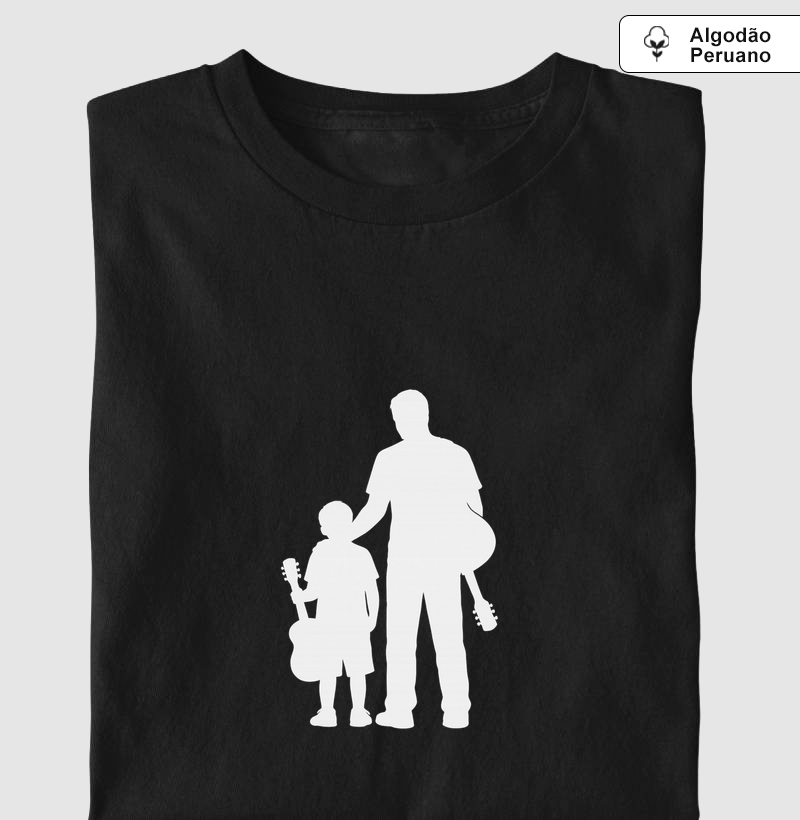 PAI E FILHO SILHUETA VIOLÃO - Camiseta Algodão Peruano