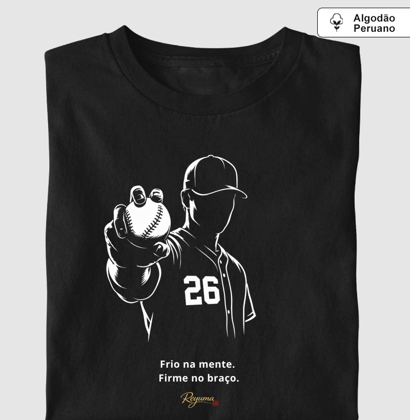 Camiseta Masculina e Feminina de Algodão Peruano Baseball "Frio na Mente" - Pai e Filho