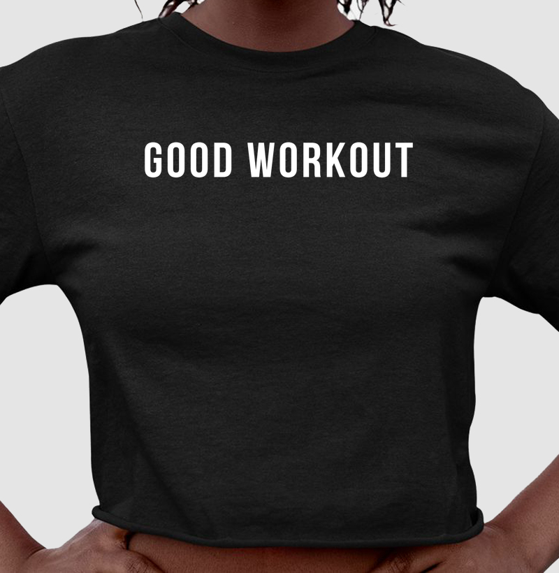 Cropped Good Workout Preto Logo Reta Branca