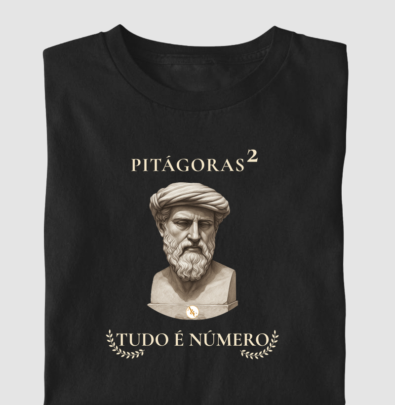 Camiseta Filosófica Pitágoras - A Harmonia do Cosmo