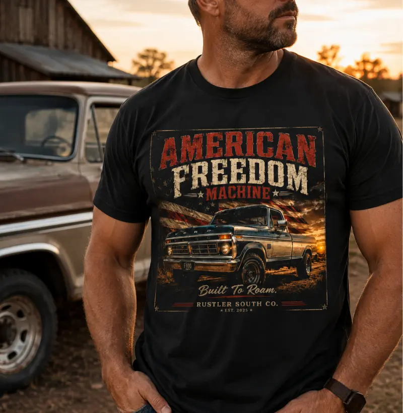 Camiseta Country American Freedom Machine F100 Vintage | Rustler South Co.