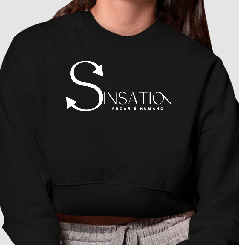 Cropped Moletom - Sinsation - Logo in White