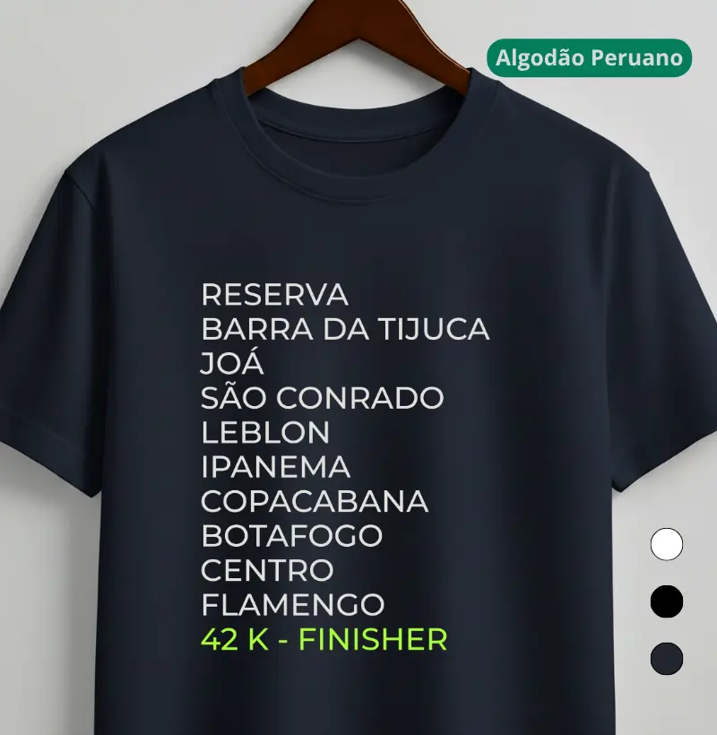 Camiseta Algodão Peruano Maratona - Percurso Maratona Rio 26