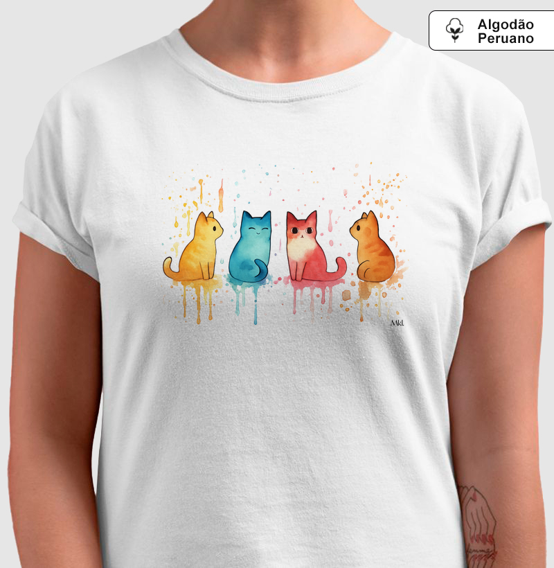 Camiseta Algodão Peruano - Four Cats