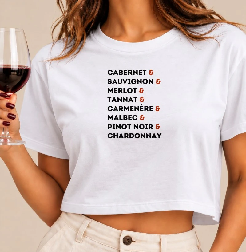 Camiseta Cropped Nome das Uvas