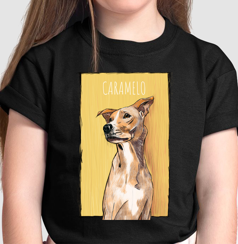 Camiseta Infantil O cachorro Caramelo