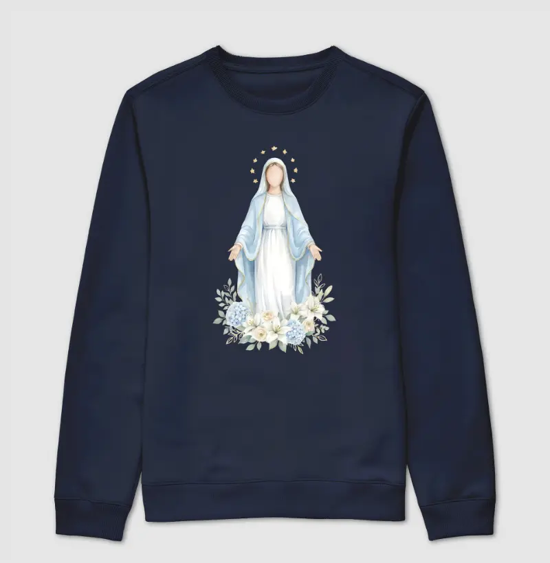 Nossa Senhora das Gracas Aquarela - Suéter Moletom