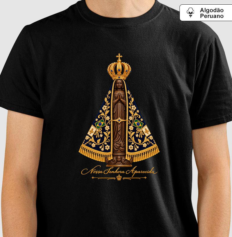 Nossa Senhora Aparecida - Com a Letra da Princesa Isabel - Camiseta Algodão Peruano