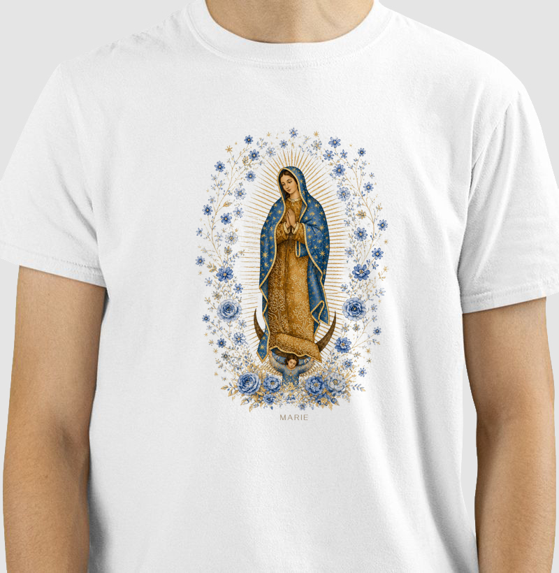Nossa Senhora Guadalupe Floral Azul