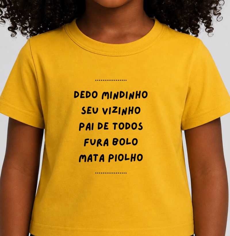 Camiseta Infantil Dedo Mindinho - Letras Pretas