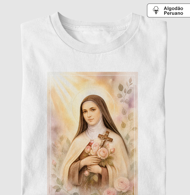 Santa Teresinha do Menino Jesus - Arte em Aquarela com Rosas