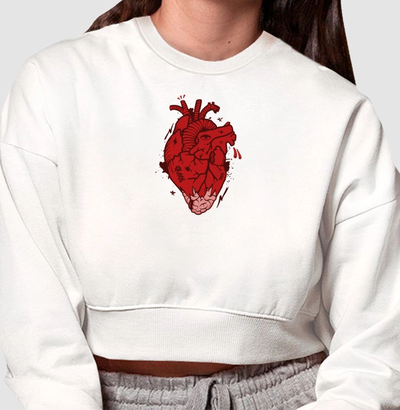 Moletom Cropped Coração VS Cérebro