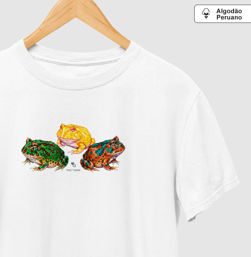 Réteis - Sapo Pac-Man - Algodão Peruano - Camiseta Algodão Peruano