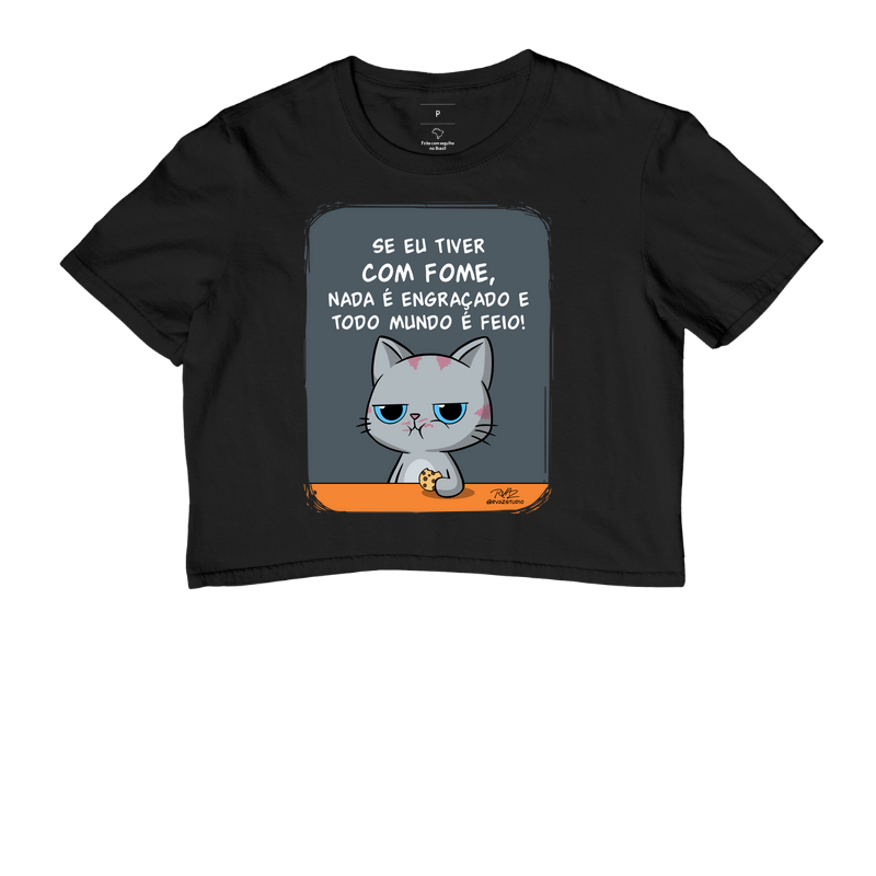 Camiseta Gato Sincero Fome - Cropped
