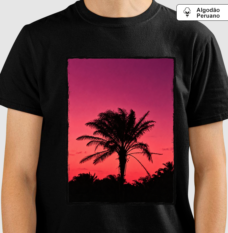 Poente no Coqueiral - Camiseta Algodão Peruano