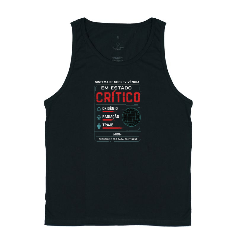 HUD CRÍTICO – Camiseta Gamer Sci-Fi com Estampa Glitch de Sistema em Colapso | ManaMoney Oficial
