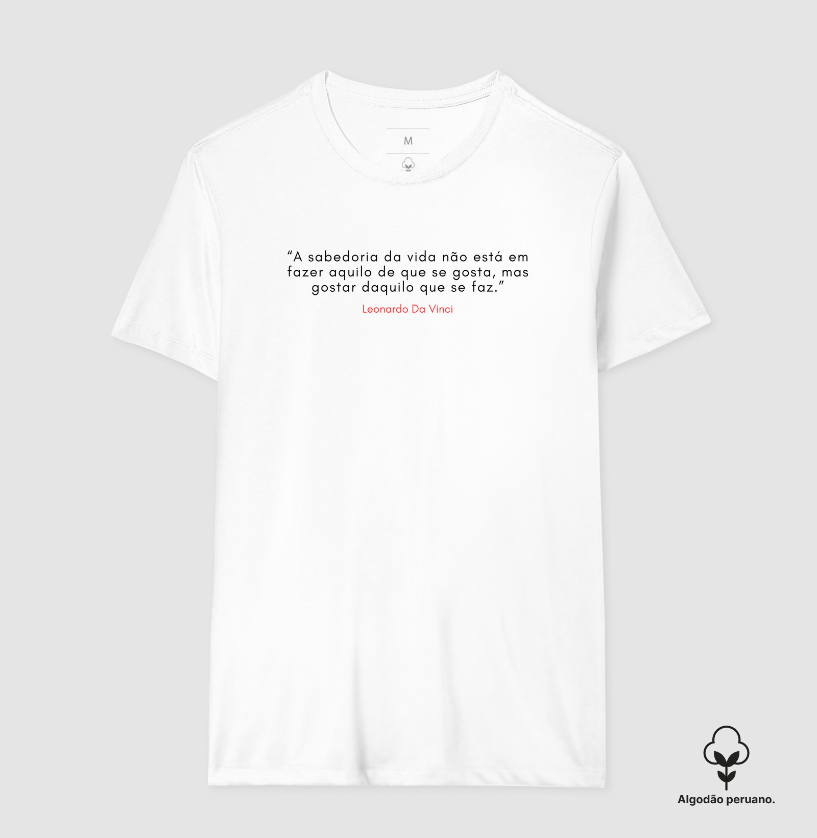 Camiseta Em Algodão Peruano Leonardo Da Vinci Sabedoria