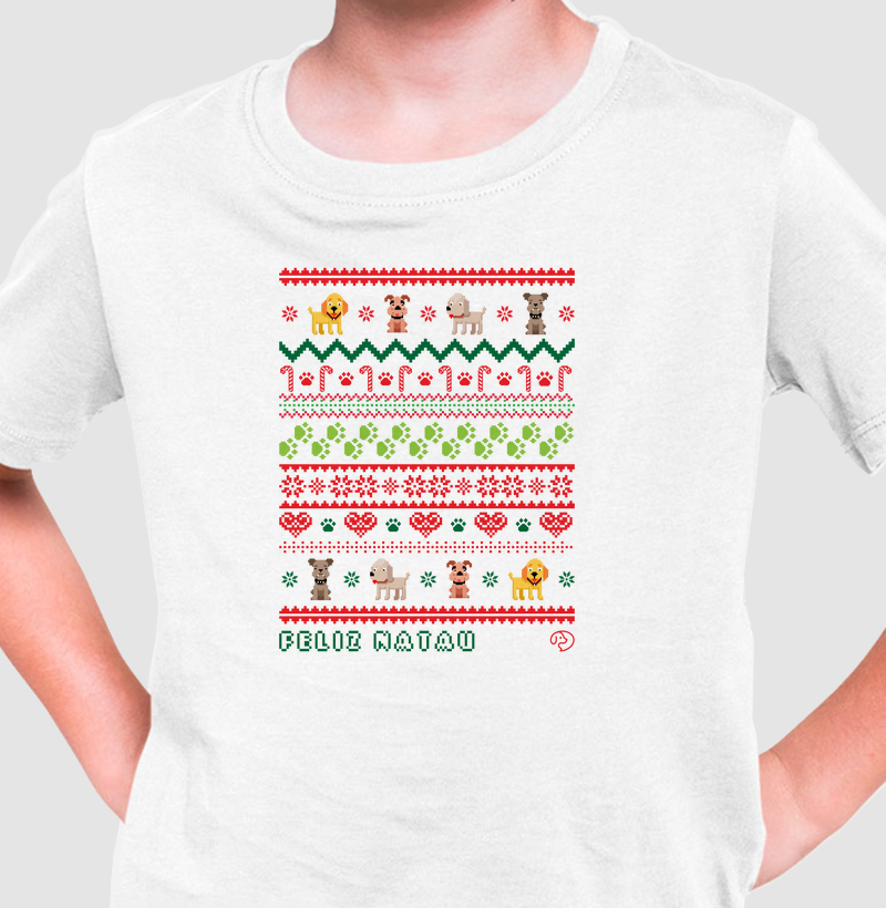 Feliz NatAU Bordado - Camiseta Infantil
