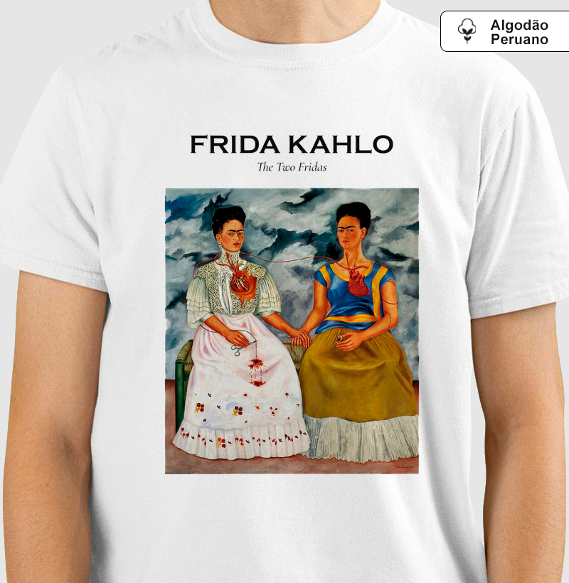 Camiseta Branca Arte Surrealista Frida Kahlo Algodão Nobre Premium