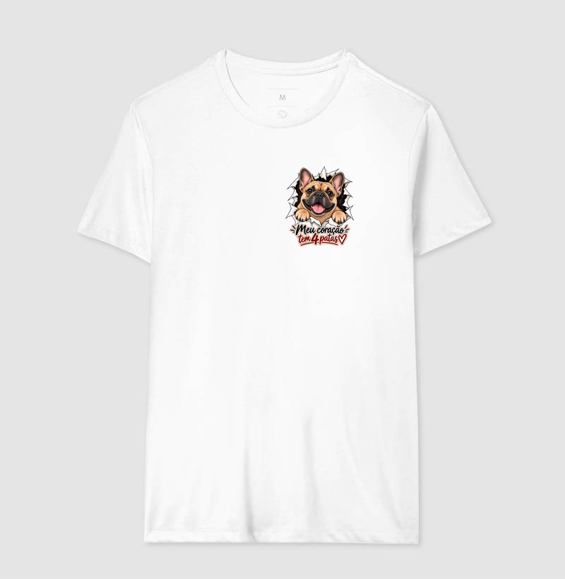 Meu coração tem 4 patas - Buldog - Camiseta
