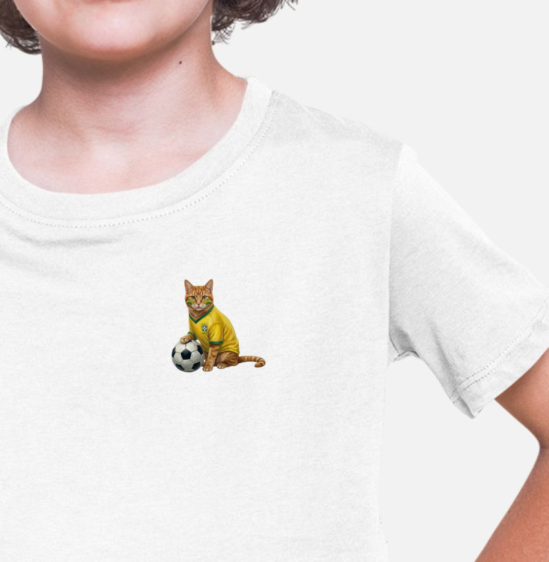 SRD - Gato Laranja - Copa do Mundo - Camiseta Infantil