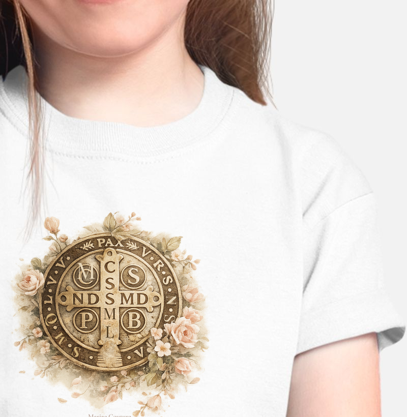 Camiseta infantil São Bento rosas