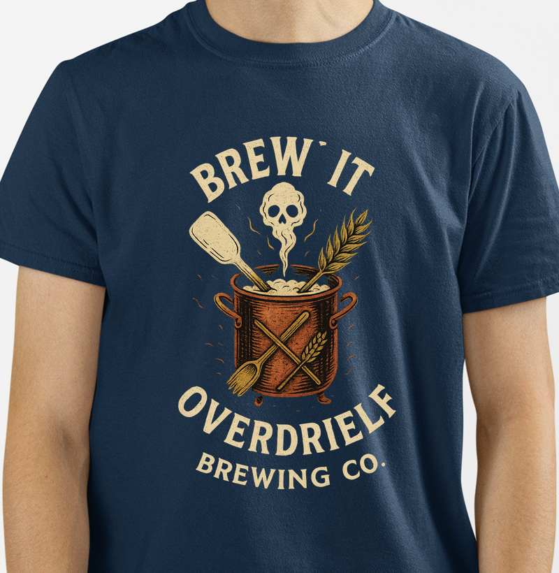 Camiseta Brew It Overdrief – Caldeirão Cervejeiro Vintage