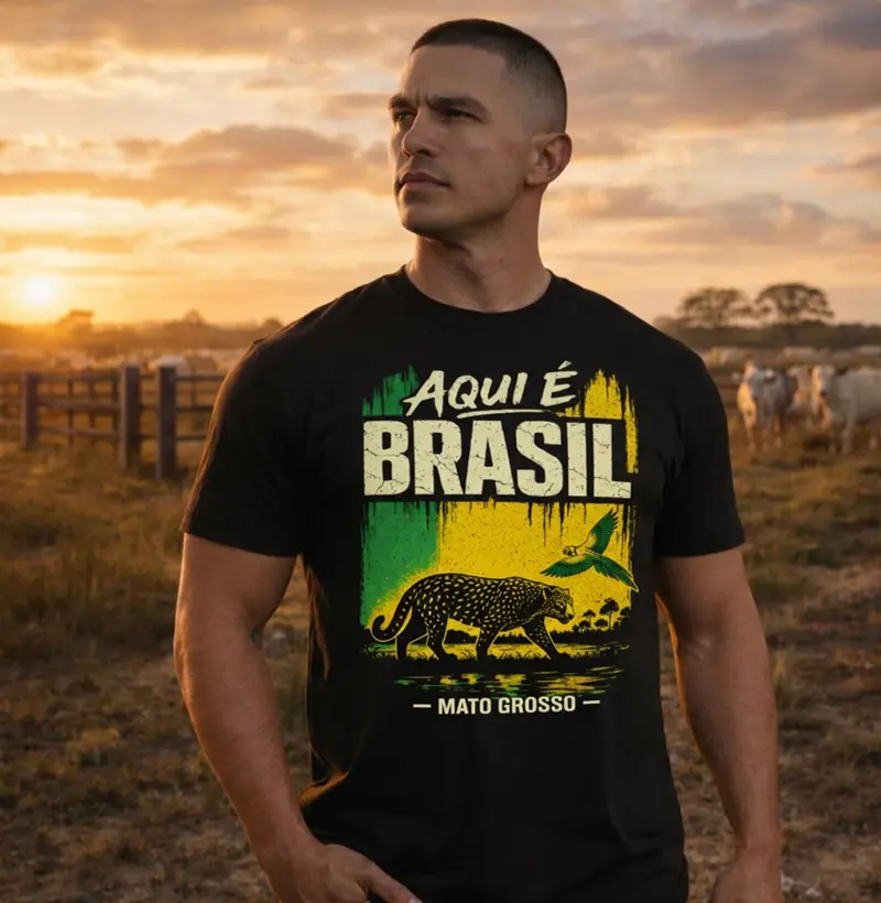 Camiseta Filhos da Patria Aqui e Brasil Mato Grosso