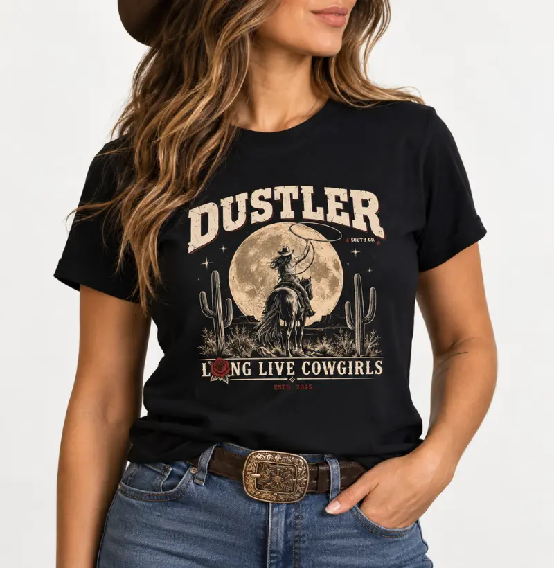 Baby Look Country Feminina Long Live Cowgirls Dustler South Co.