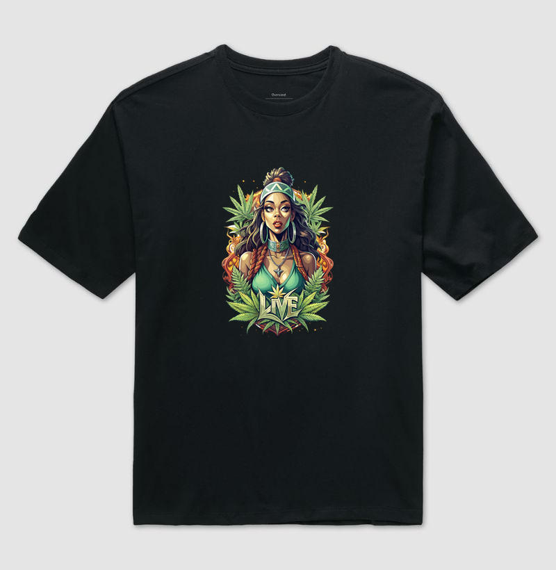 Camiseta Oversized Live Green Goddess