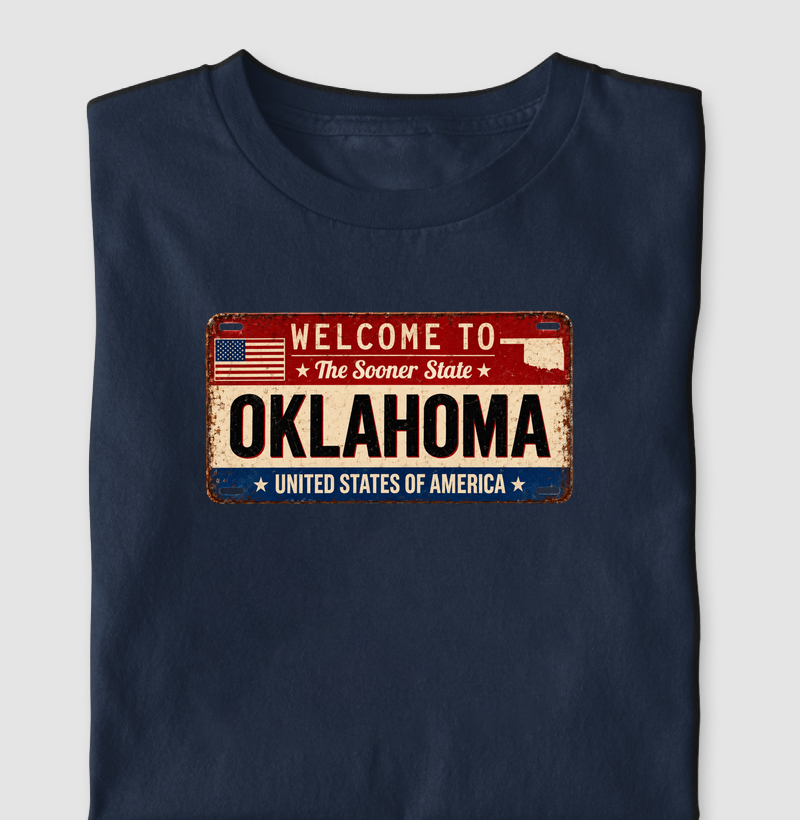 Oklahoma (placa envelhecida) - Camiseta