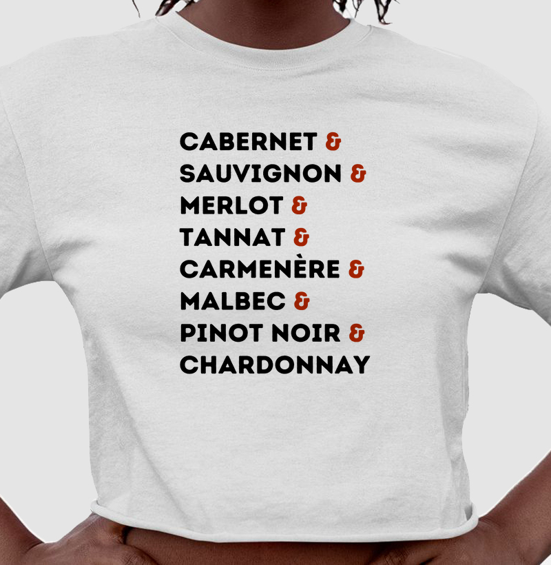 Camiseta Cropped Nome das Uvas