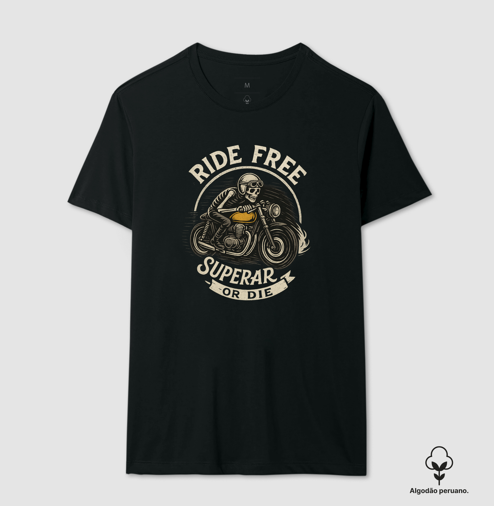 camiseta-garage-motors-kustom-ride-free-superar-or-die-motocicleta-caveira