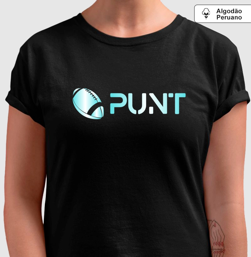 Camiseta algodão peruano Logo PUNT Azul Claro