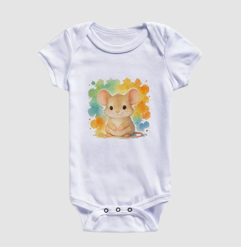 Ratinho - estilo aquarela (body bebê)