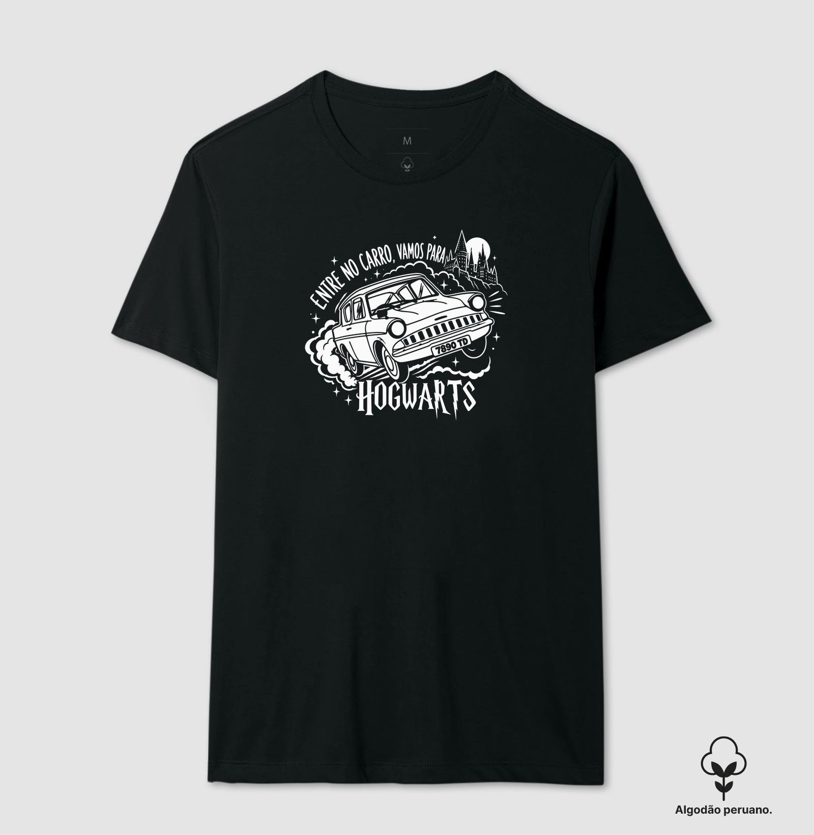 Entre no Carro, Vamos para a Escola de Magia - Carro Voador - Camiseta Algodão Peruano
